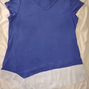 Royal Blue Top, XL With flirty White 4" Skirt across bottom.